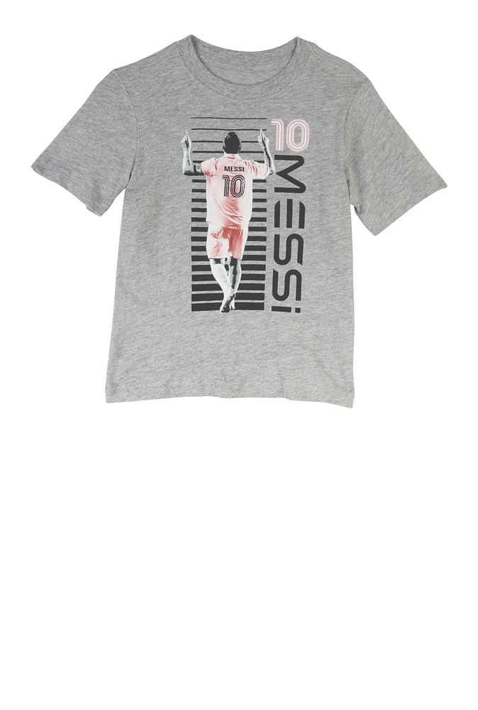 Toddler Boys Messi 10 Graphic T Shirt, Grey, Size 2T