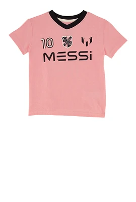 Toddler Girls Messi Graphic Soccer Jersey, Pink, Size 2T