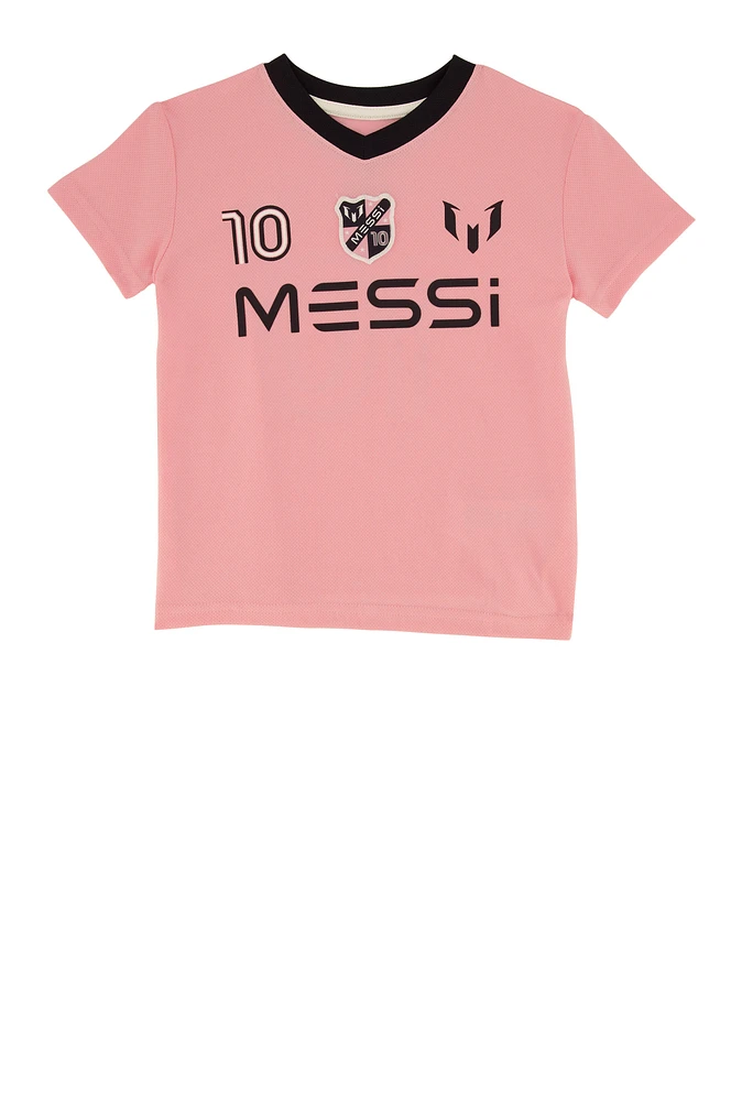 Toddler Girls Messi Graphic Soccer Jersey, Pink, Size 4T