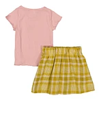 Toddler Girls Rib Knit Heart Keyhole T Shirt and Skort, Multi, Size 4T
