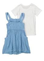 Toddler Girls Textured Knit Button Down Romper with Tee, 4T