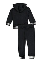 Toddler Girls Queen Quilted Hooded Jacket and Joggers, Black, Size 2T