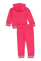 Toddler Girls Queen Quilted Hooded Jacket and Joggers, Pink, Size 3T