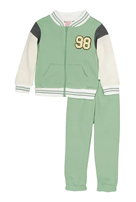 Toddler Girls 98 Brooklyn New York Bear Jacket and Sweatpants, Green, Size 3T