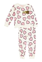 Toddler Girls Foil Love Graphic Print Sweatshirt and Joggers, Multi,