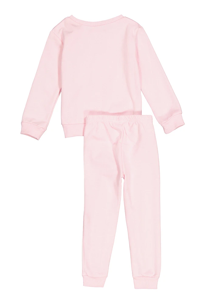 Toddler Girls No Drama Graphic Sweatshirt and Joggers, Pink, Size 3T