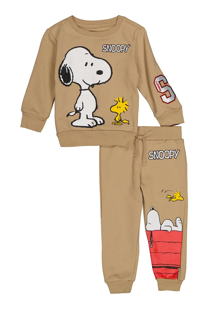 Toddler Boys Snoopy Graphic Sweatshirt and Joggers, Beige,