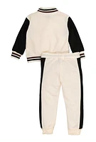 Toddler Boys Classic 01 Varsity Jacket and Joggers, Beige, Size 2T