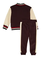 Toddler Boys Classic 01 Varsity Jacket and Joggers, Brown, Size 2T