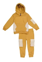 Toddler Boys Built Different 3D Graphic Hoodie and Joggers, Beige, Size 4T