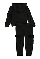 Toddler Boys Boss Graphic Pullover Hoodie and Joggers, Black, Size 4T