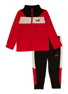 Toddler Boys Puma Color Blocked Track Jacket and Joggers, Red, Size 2T