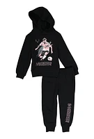 Toddler Boys Messi Graphic Hoodie and Joggers Set, Black, Size 4T