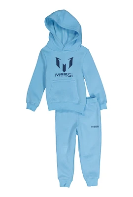Toddler Boys Messi Logo Pullover Hoodie and Joggers, Blue, Size 2T