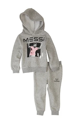 Toddler Boys Messi Graphic Hoodie and Joggers, Grey, Size 2T