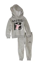 Toddler Boys Messi Graphic Hoodie and Joggers, Grey, Size 2T