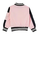 Toddler Girls Love Embroidered Varsity Bomber Jacket, Pink, Size 2T