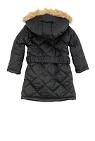 Toddler Girls Faux Fur Hooded Quilted Puffer Jacket,