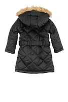 Toddler Girls Faux Fur Hooded Quilted Puffer Jacket, 2T