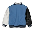 Toddler Girls Bear Chenille Graphic Patch Varsity Jacket, Multi, Size 3T