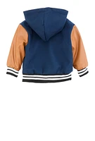 Toddler Boys Hooded Zip Front Letterman Jacket,