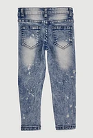 Toddler Boys Distressed Whiskered Moto Jeans, Blue, Size 3T