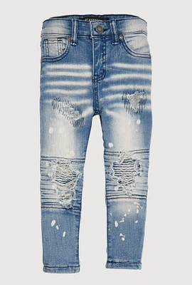 Toddler Boys Paint Splatter Distressed Jeans, Blue,