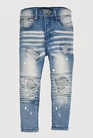 Toddler Boys Paint Splatter Distressed Jeans, Blue,