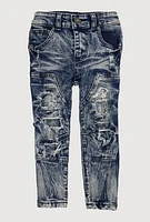 Toddler Boys Mineral Wash Distressed Skinny Jeans, Blue, Size 4T