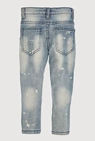 Toddler Boys Zip Detail Distressed Moto Jeans, Blue, Size 3T