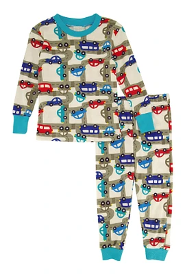 Toddler Boys Graphic Print Pajama Top and Pants, Blue, Size 2T