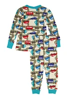 Toddler Boys Graphic Print Pajama Top and Pants, Blue, Size 2T