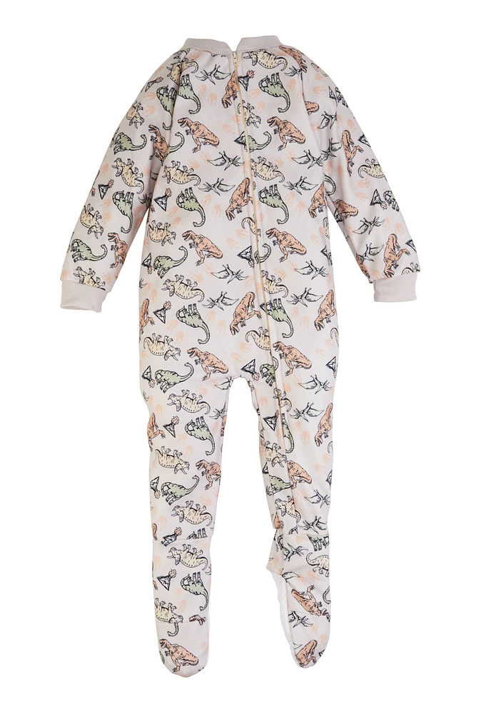 Toddler Boys Graphic Zip Front Footed Pajamas,