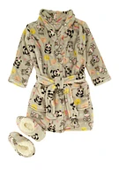 Toddler Girls Unicorn Robe with Sherpa Slippers, Grey, Size 3T