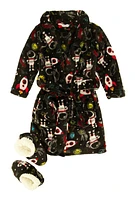 Toddler Boys Space Print Robe with Slippers, Multi,