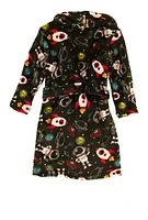 Toddler Boys Space Print Robe with Slippers, Multi,