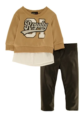 Baby Girls 12-24M Royalty 01 Sweatshirt and Leggings, Brown, Size 18M