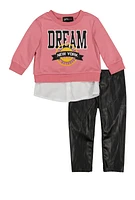 Baby Girls 12-24M Dream New York Graphic Sweatshirt and Leggings, Pink, Size 18M