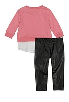 Baby Girls 12-24M Dream New York Graphic Sweatshirt and Leggings, Pink, Size 18M