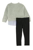 Baby Girls 12-24M Love Striped Hem Sweatshirt and Leggings, Grey, Size 18M