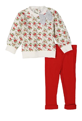 Baby Girls 12-24M Rose Print Top and Leggings, Red, Size 12M