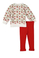 Baby Girls 12-24M Rose Print Top and Leggings, Red, Size 12M