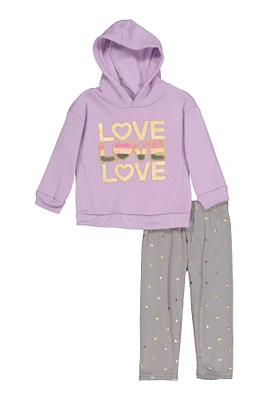 Baby Girls 12-24M Chenille Love Graphic Hoodie and Leggings, Purple, Size 24M