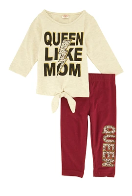 Baby Girls 12-24M Queen Like Mom Tee and Leggings, Multi, Size 12M