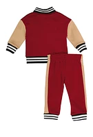 Baby Girls 12-24M Love Graphic Varsity Jacket and Joggers, Red, Size 24M
