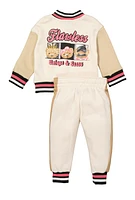 Baby Girls 12-24M Girls Club Varsity Jacket and Joggers, Beige, Size 12M