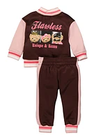 Baby Girls 12-24M Girls Club Varsity Jacket and Joggers, Brown, Size 18M
