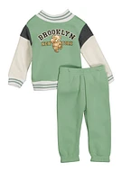 Baby Girls 12-24M Brooklyn New York 98 Bear Jacket and Sweatpants, Green, Size 12M