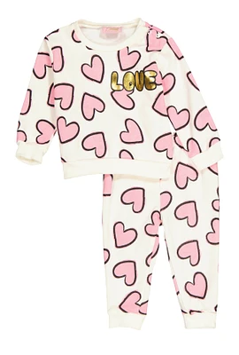 Baby Girls 12-24M Foil Love Graphic Print Sweatshirt and Joggers, Multi, Size 18M