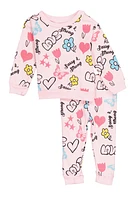 Baby Girls 12-24M Love Graphic Print Sweatshirt and Joggers, Pink, Size 24M